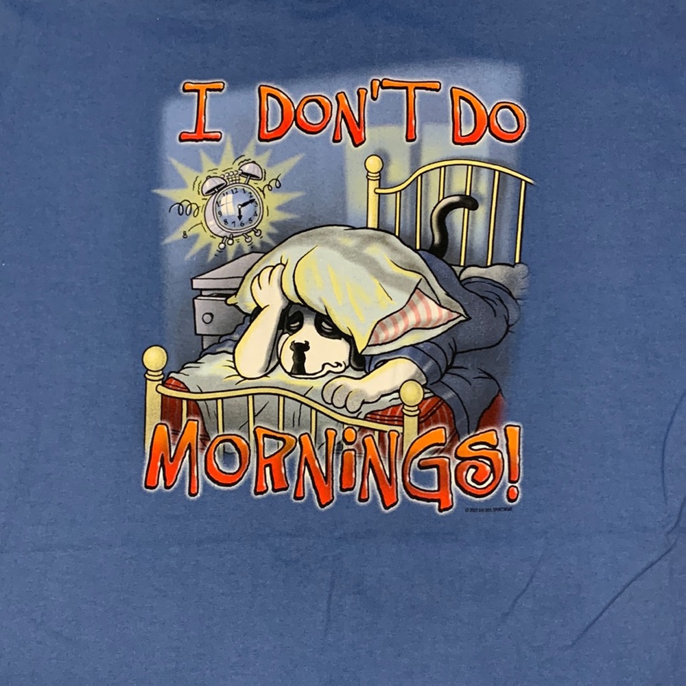 Vintage 2002 Big Dogs Sportswear I Don't Do Mornings T-Shirt Large VTG USA